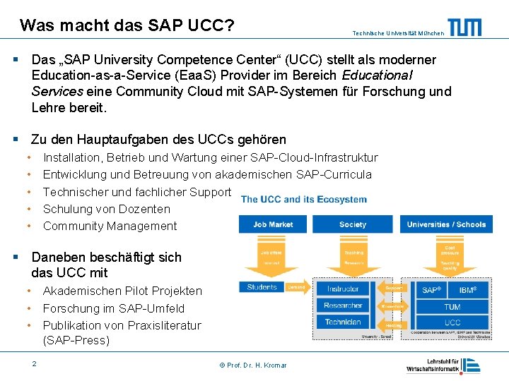 Was macht das SAP UCC? Technische Universität München § Das „SAP University Competence Center“