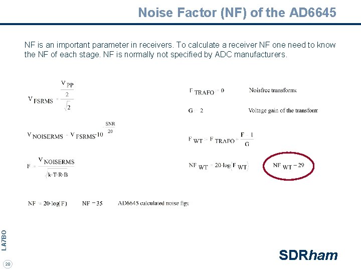 Noise Factor (NF) of the AD 6645 LA 7 BO NF is an important
