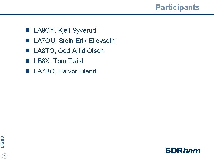 Participants n LA 9 CY, Kjell Syverud n LA 7 OU, Stein Erik Ellevseth