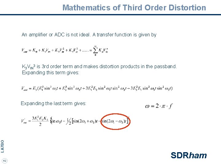 Mathematics of Third Order Distortion An amplifier or ADC is not ideal. A transfer