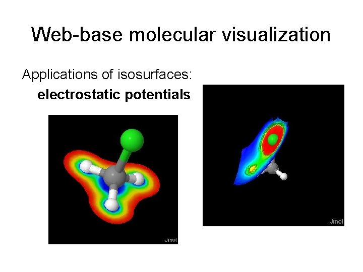 Web-base molecular visualization Applications of isosurfaces: electrostatic potentials 