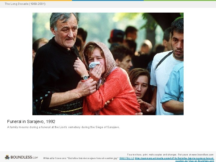 The Long Decade (1989 -2001) Funeral in Sarajevo, 1992 A family mourns during a