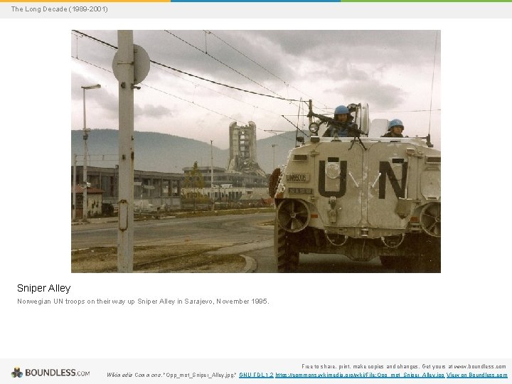 The Long Decade (1989 -2001) Sniper Alley Norwegian UN troops on their way up