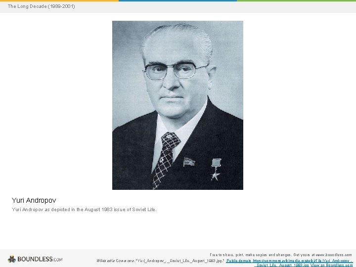 The Long Decade (1989 -2001) Yuri Andropov as depicted in the August 1983 issue