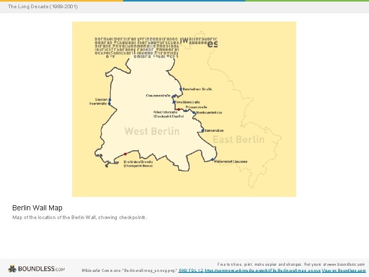 The Long Decade (1989 -2001) Berlin Wall Map of the location of the Berlin