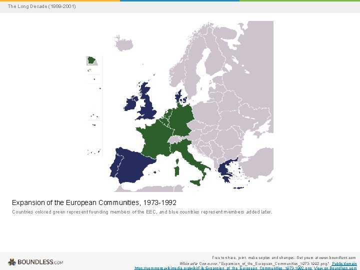 The Long Decade (1989 -2001) Expansion of the European Communities, 1973 -1992 Countries colored
