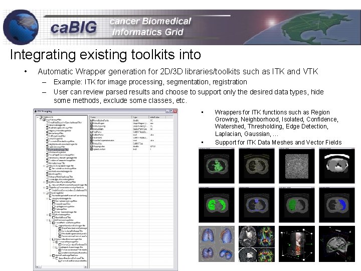 Integrating existing toolkits into • Automatic Wrapper generation for 2 D/3 D libraries/toolkits such