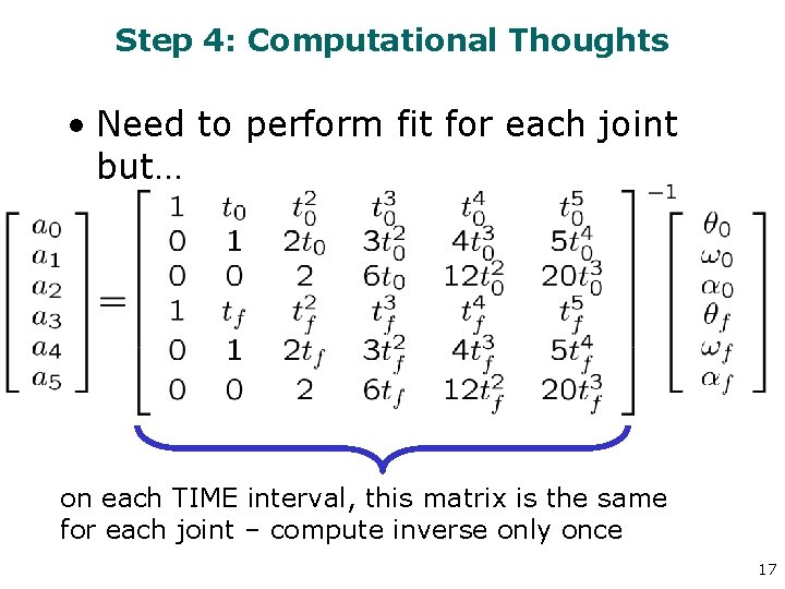 Step 4: Computational Thoughts • Need to perform fit for each joint but… on