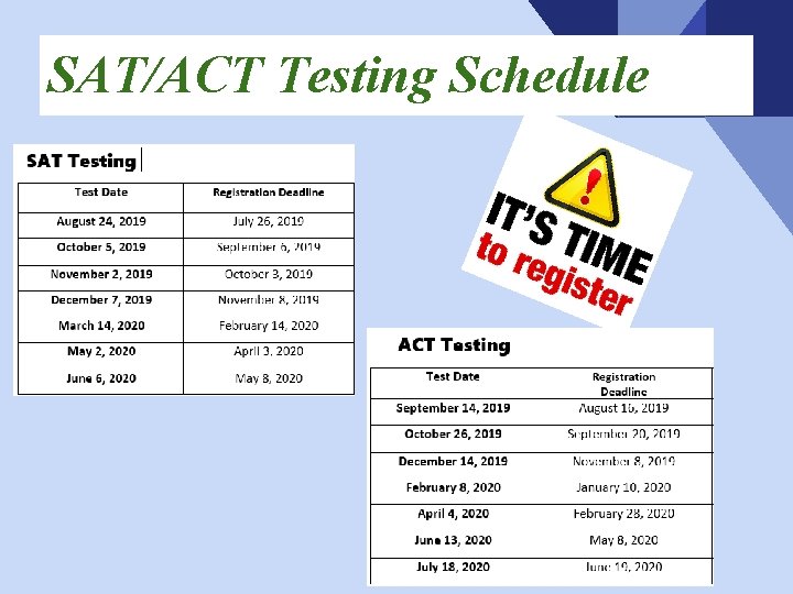 SAT/ACT Testing Schedule 