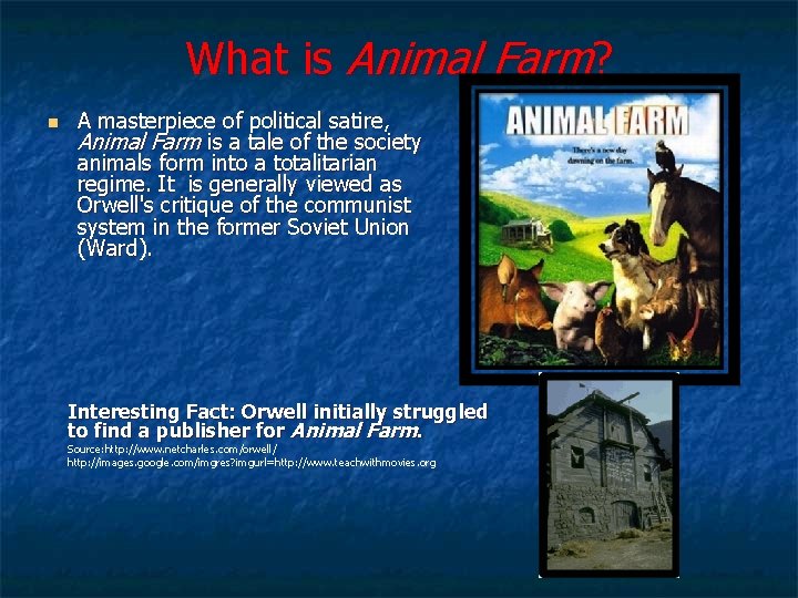 What is Animal Farm? n A masterpiece of political satire, Animal Farm is a