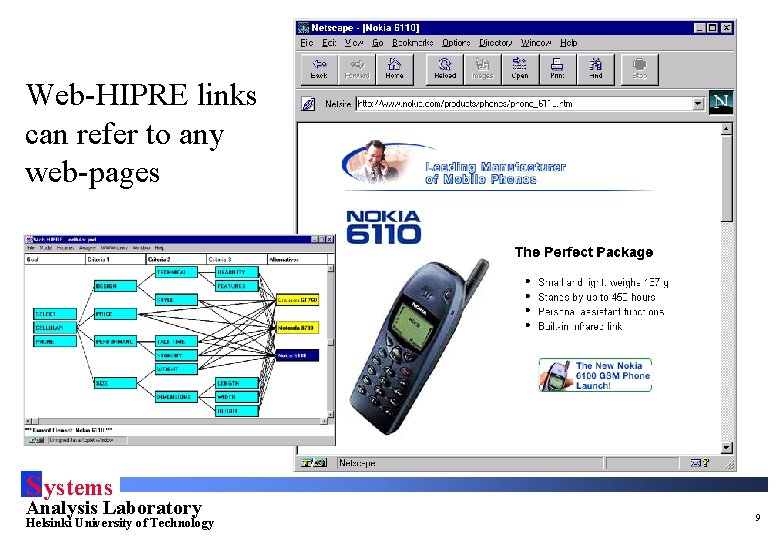 Web-HIPRE links can refer to any web-pages S ystems Analysis Laboratory Helsinki University of