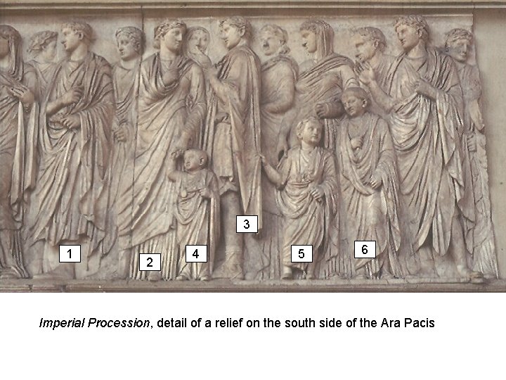 3 1 2 4 5 6 Imperial Procession, detail of a relief on the