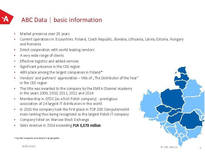 ABC Data | basic information • • • • Market presence over 25 years
