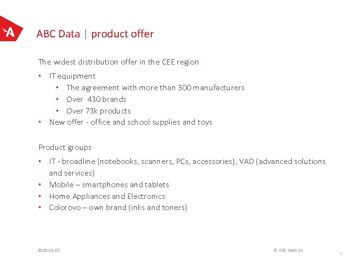 ABC Data | product offer The widest distribution offer in the CEE region •