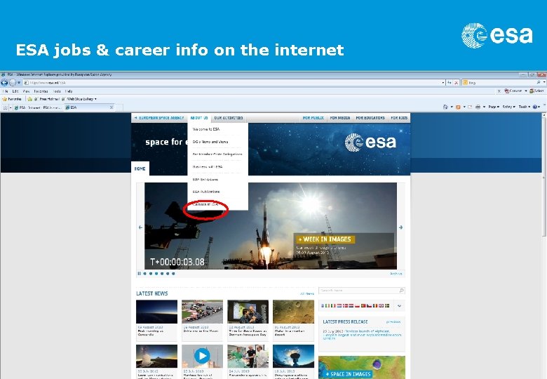 ESA jobs & career info on the internet 
