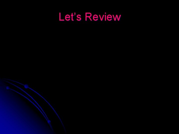 Let’s Review 