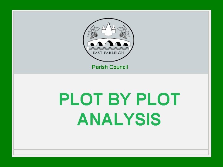 Parish Council PLOT BY PLOT ANALYSIS Parish Council PLOT BY PLOT ANALYSIS