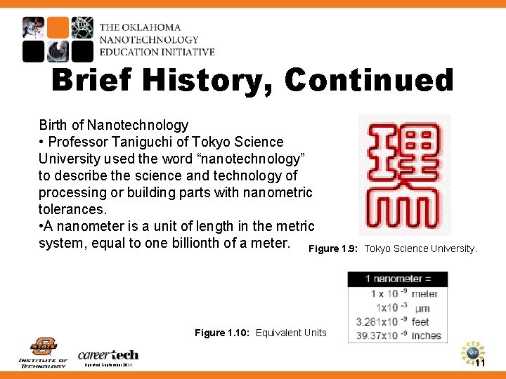 Brief History, Continued Birth of Nanotechnology • Professor Taniguchi of Tokyo Science University used