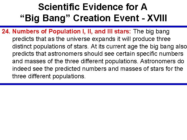 Scientific Evidence for A “Big Bang” Creation Event - XVIII 24. Numbers of Population