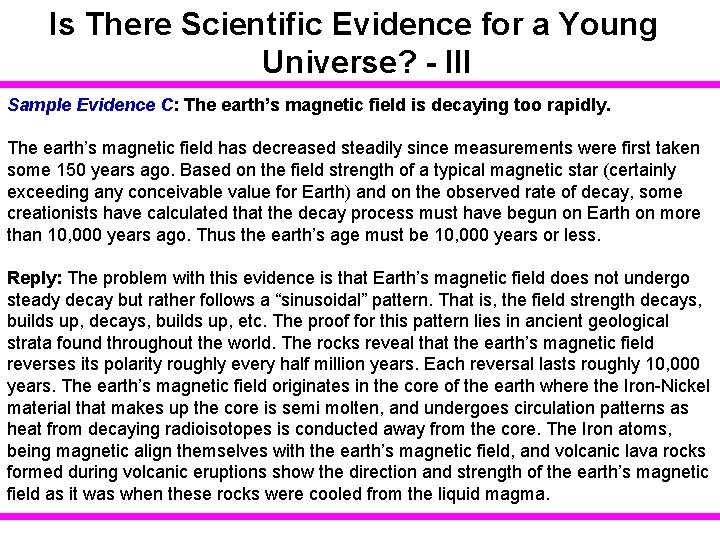 Is There Scientific Evidence for a Young Universe? - III Sample Evidence C: The