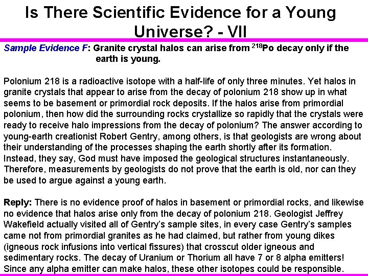 Is There Scientific Evidence for a Young Universe? - VII Sample Evidence F: Granite