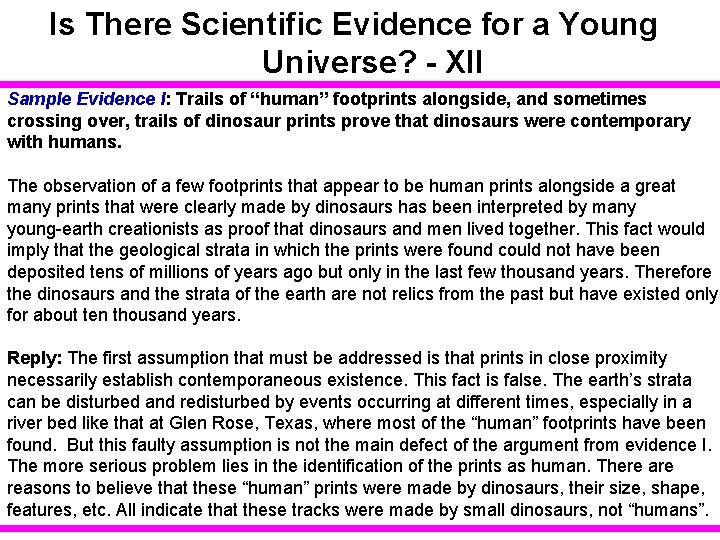 Is There Scientific Evidence for a Young Universe? - XII Sample Evidence I: Trails