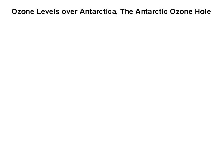 Ozone Levels over Antarctica, The Antarctic Ozone Hole 