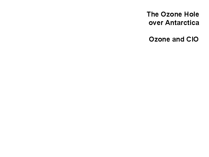 The Ozone Hole over Antarctica Ozone and Cl. O 