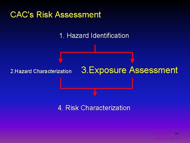 CAC's Risk Assessment 1. Hazard Identification 2. Hazard Characterization 3. Exposure Assessment 4. Risk