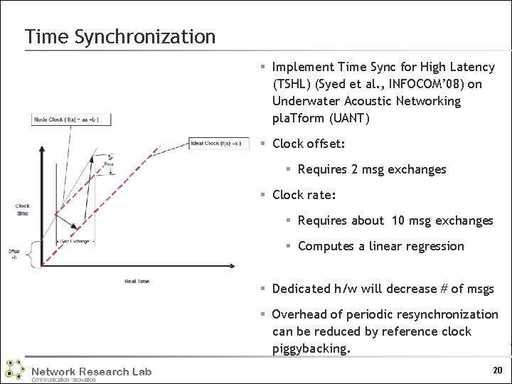 Time Synchronization § Implement Time Sync for High Latency (TSHL) (Syed et al. ,