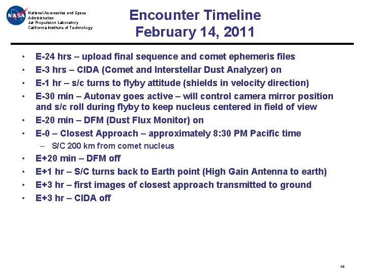 National Aeronautics and Space Administration Jet Propulsion Laboratory California Institute of Technology • •