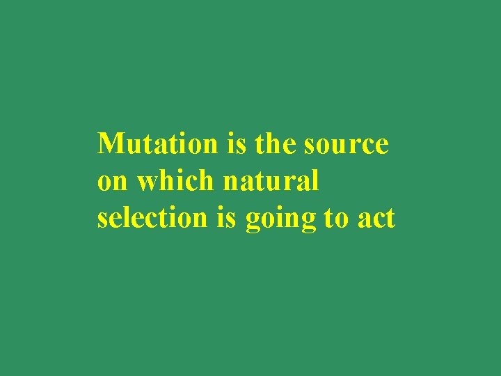 Mutation is the source on which natural selection is going to act 