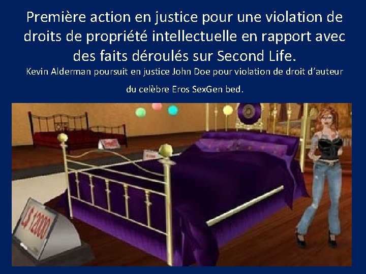 Première action en justice pour une violation de droits de propriété intellectuelle en rapport