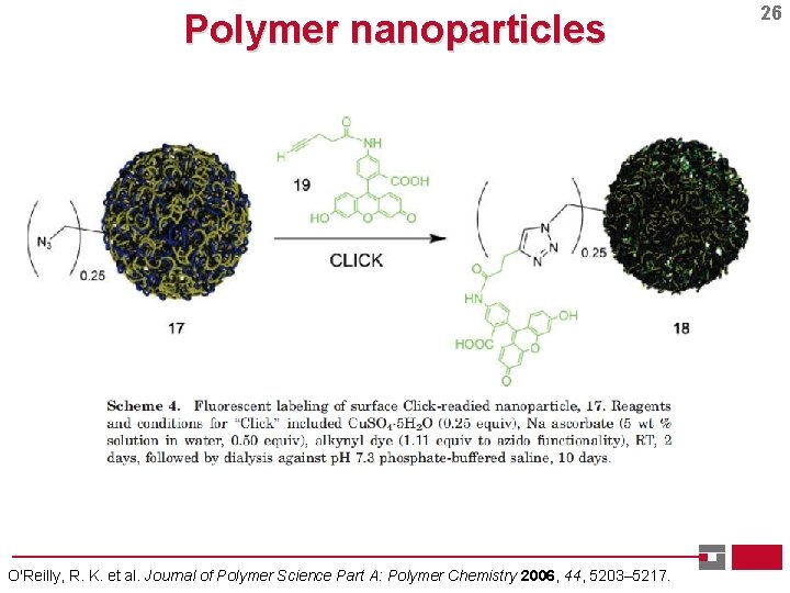 Polymer nanoparticles O'Reilly, R. K. et al. Journal of Polymer Science Part A: Polymer