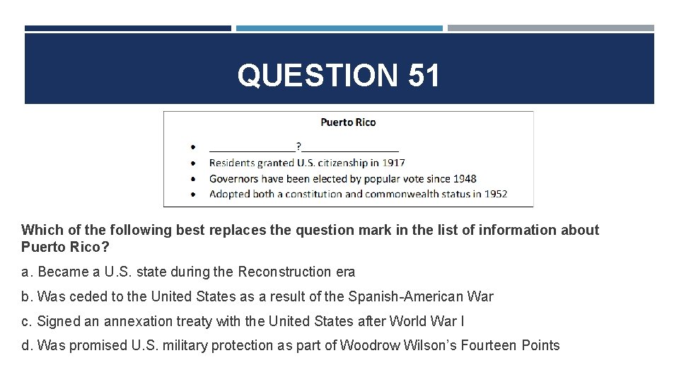 QUESTION 51 Which of the following best replaces the question mark in the list QUESTION 51 Which of the following best replaces the question mark in the list