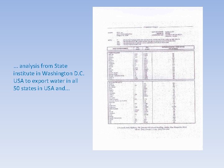 . . . analysis from State institute in Washington D. C. USA to export