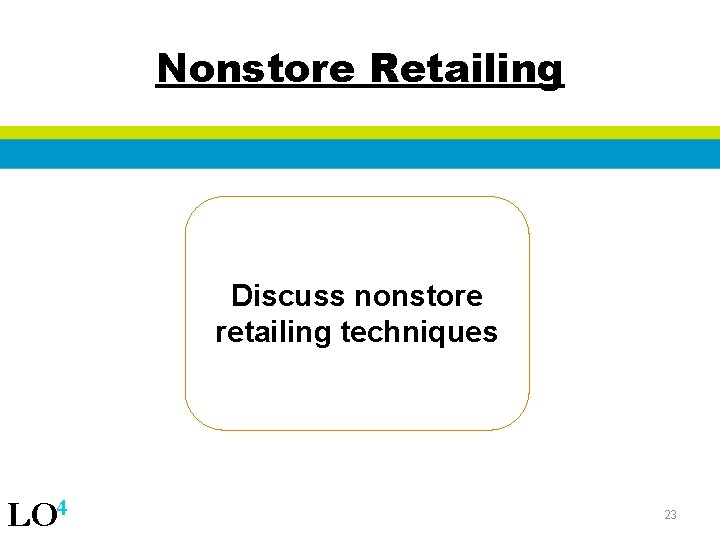 Nonstore Retailing Discuss nonstore retailing techniques LO 4 23 