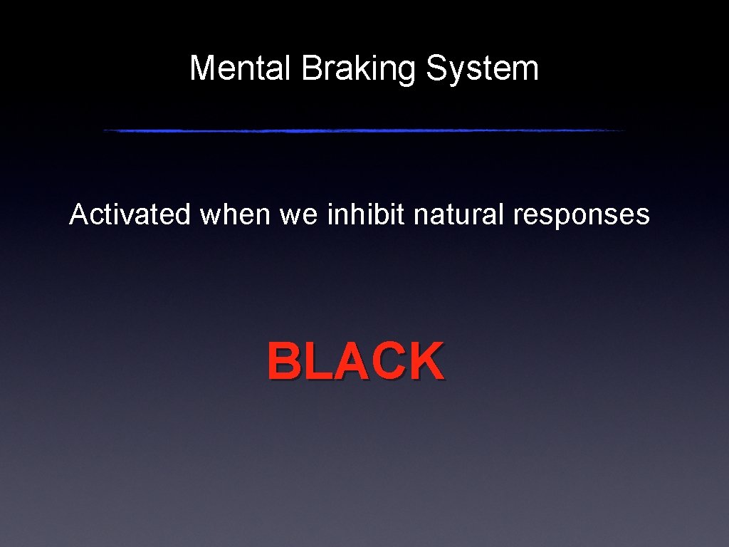 Mental Braking System Activated when we inhibit natural responses BLACK 