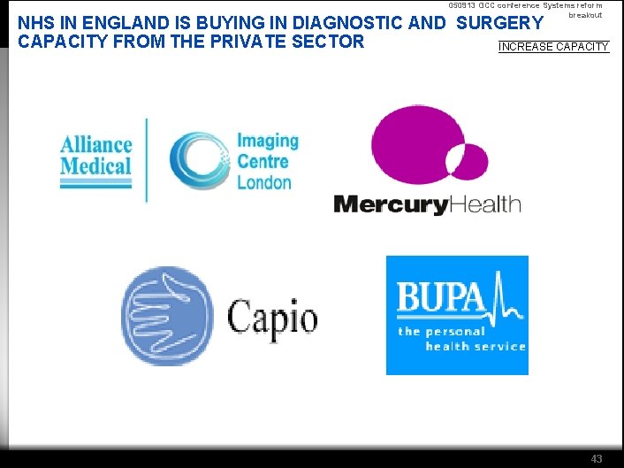 050913 GCC conference Systems reform breakout NHS IN ENGLAND IS BUYING IN DIAGNOSTIC AND
