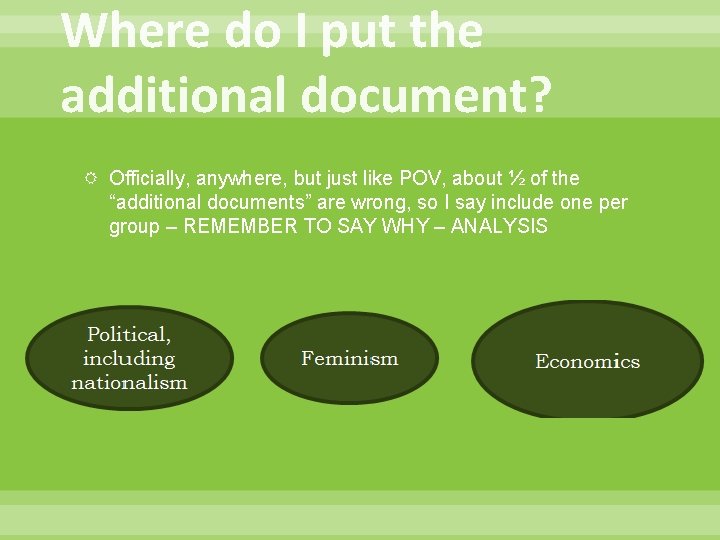 Where do I put the additional document? Officially, anywhere, but just like POV, about