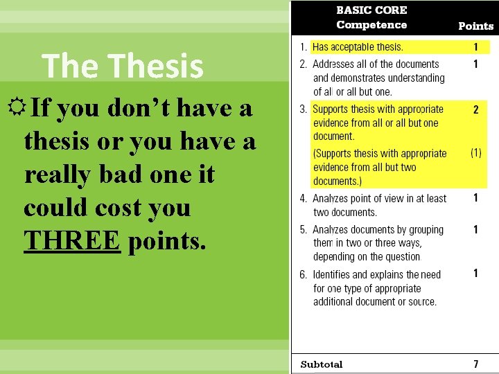 The Thesis If you don’t have a thesis or you have a really bad