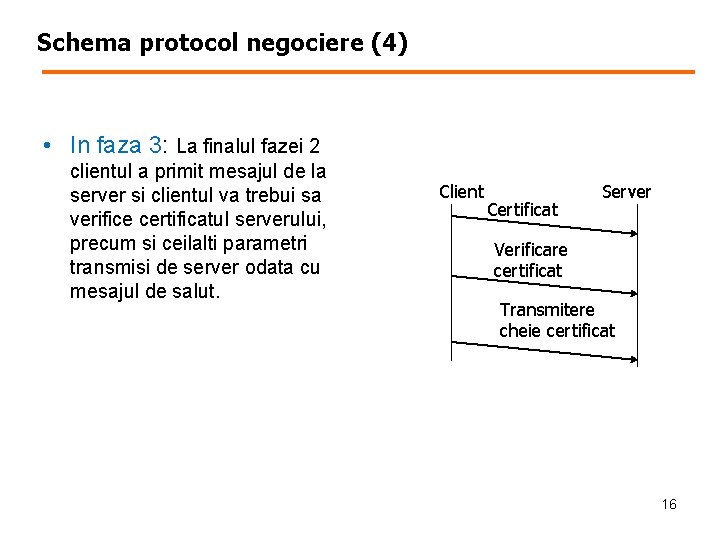 Schema protocol negociere (4) • In faza 3: La finalul fazei 2 clientul a