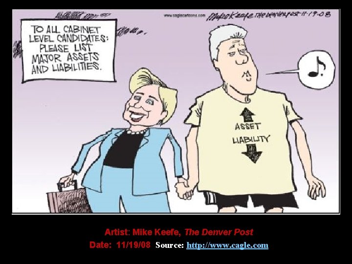 Artist: Mike Keefe, The Denver Post Date: 11/19/08 Source: http: //www. cagle. com 