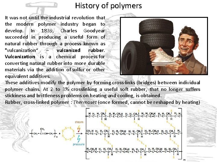 History of polymers It was not until the industrial revolution that the modern polymer