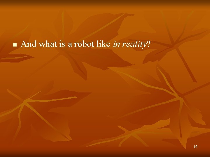 n And what is a robot like in reality? 14 