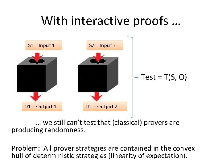 With interactive proofs … S 1 = Input 1 S 2 = Input 2