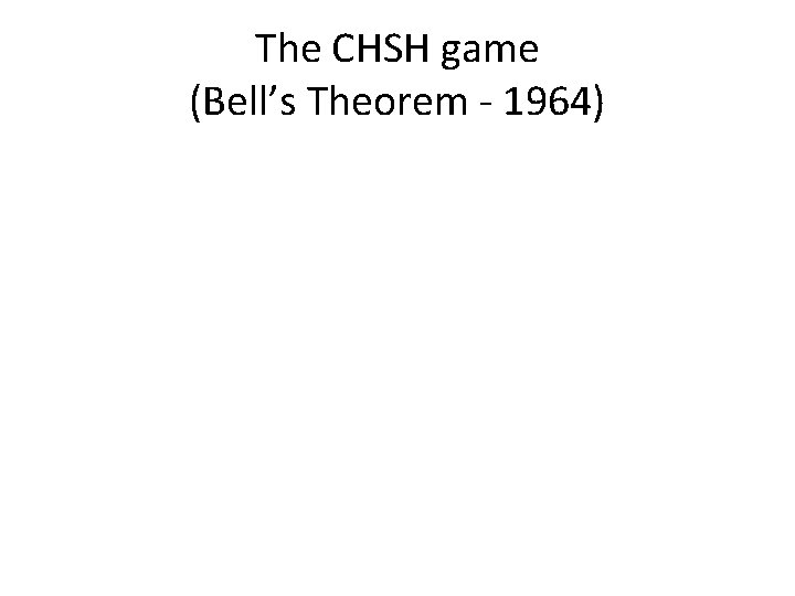 The CHSH game (Bell’s Theorem - 1964) 