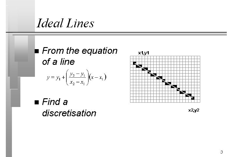 Ideal Lines n From the equation of a line n Find a discretisation 3