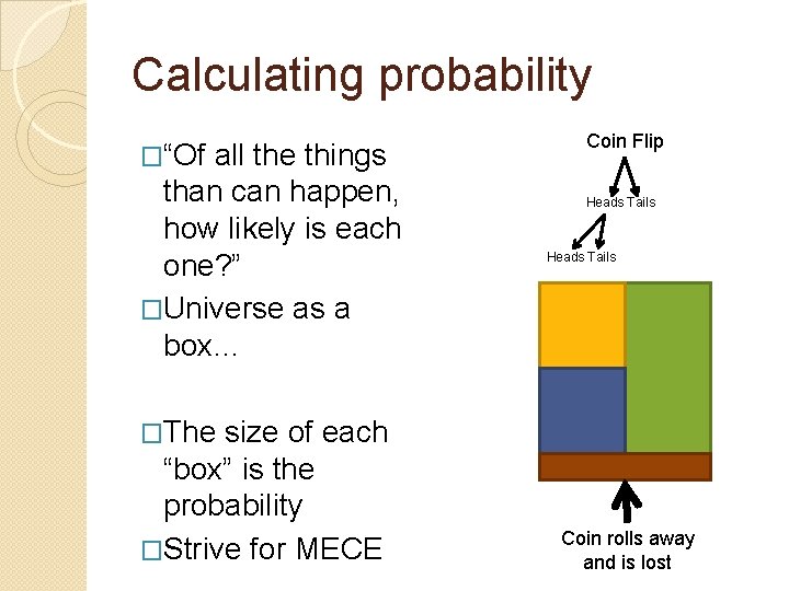 Calculating probability �“Of all the things than can happen, how likely is each one?