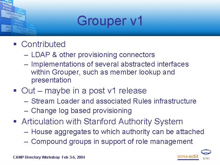 Grouper v 1 § Contributed – LDAP & other provisioning connectors – Implementations of